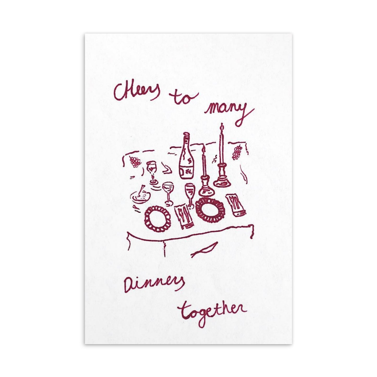 POSTCARD 'cheers to many dinners together'